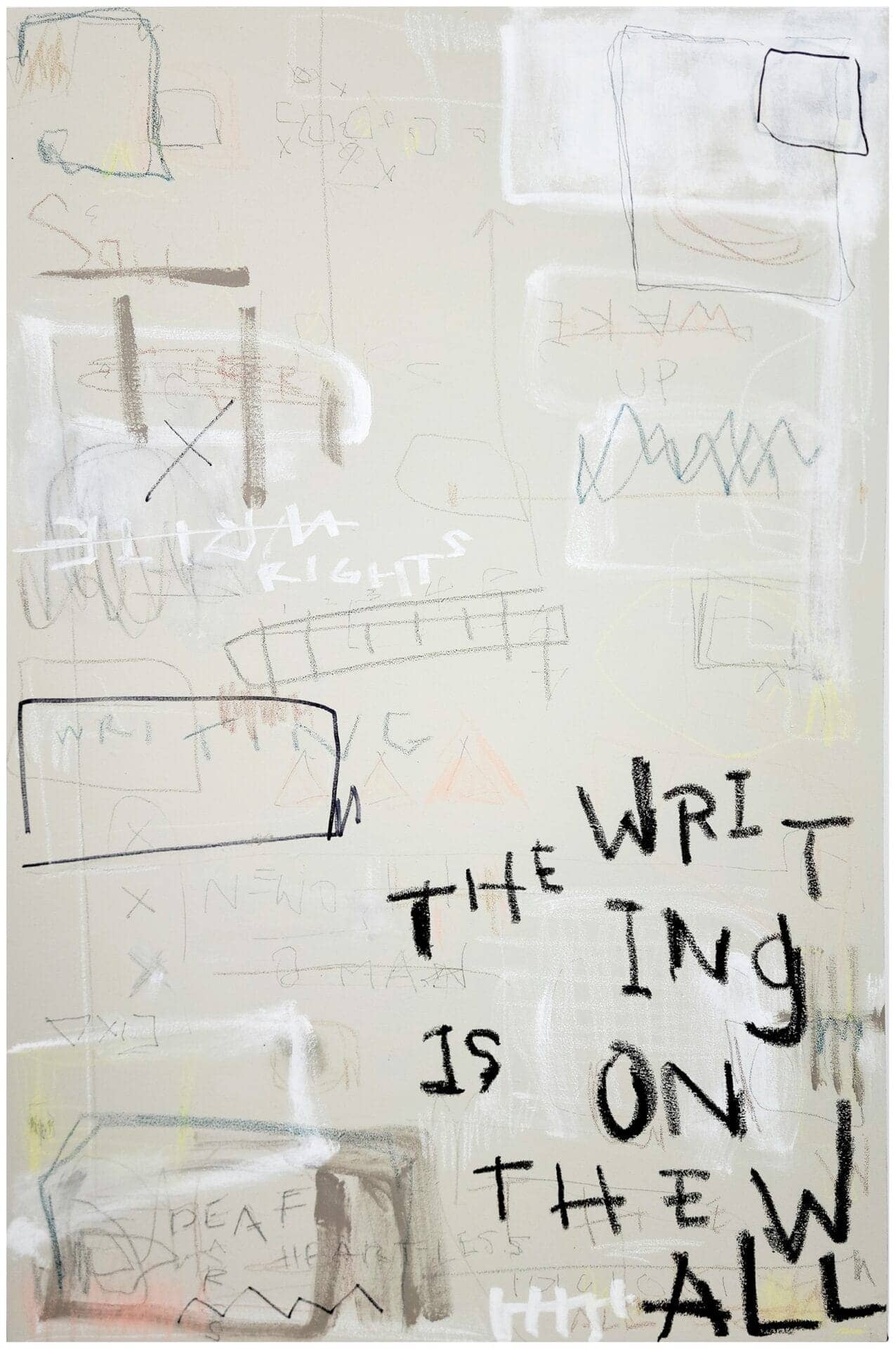 an abstract work with text