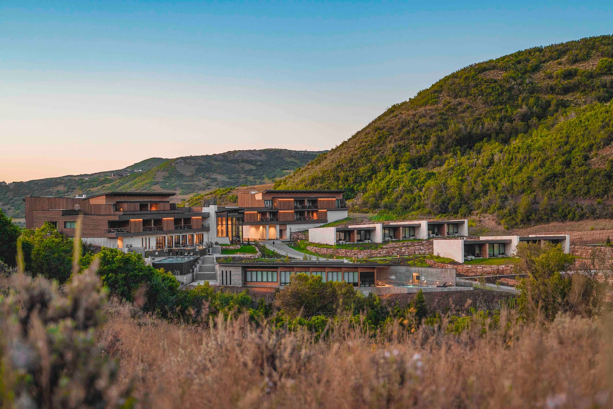 The exterior of the Lodge at Blue Sky in summer