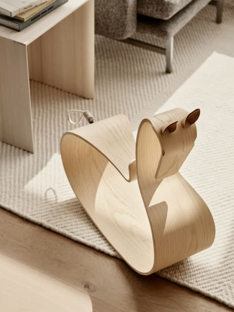 natural wood rocking horse