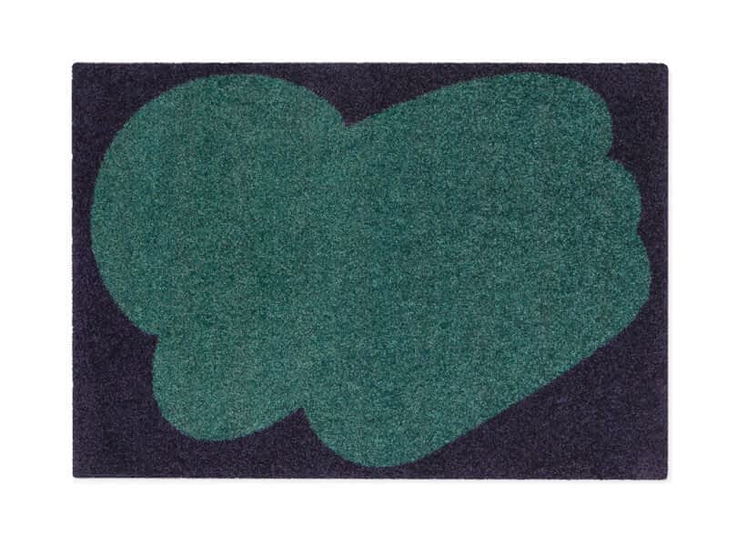 two tone green and black floor mat with abstract pattern