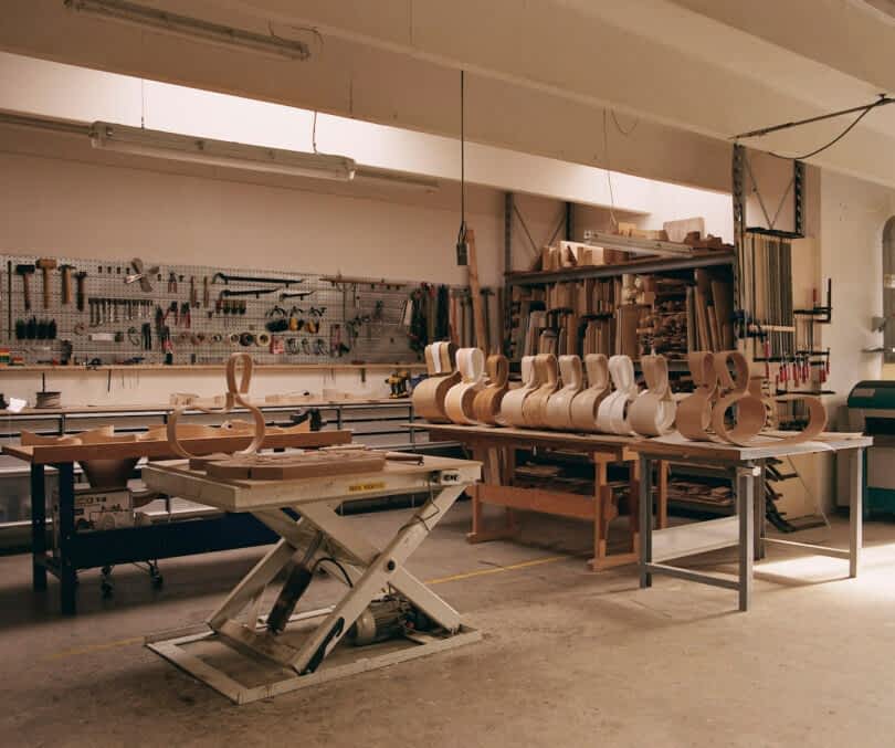 rocking horse prototype in workshop
