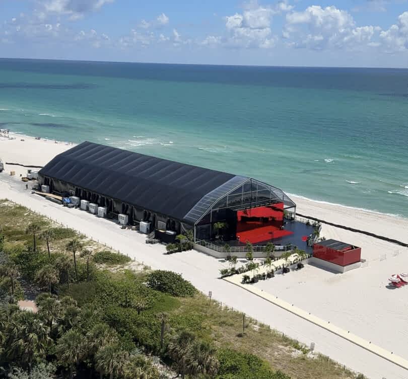 Ferrari 12Cilindri event tent set across Miami Beach 
