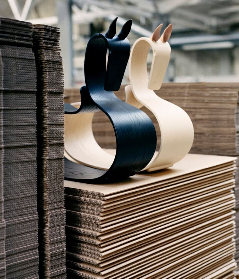 natural and black wood rocking horses