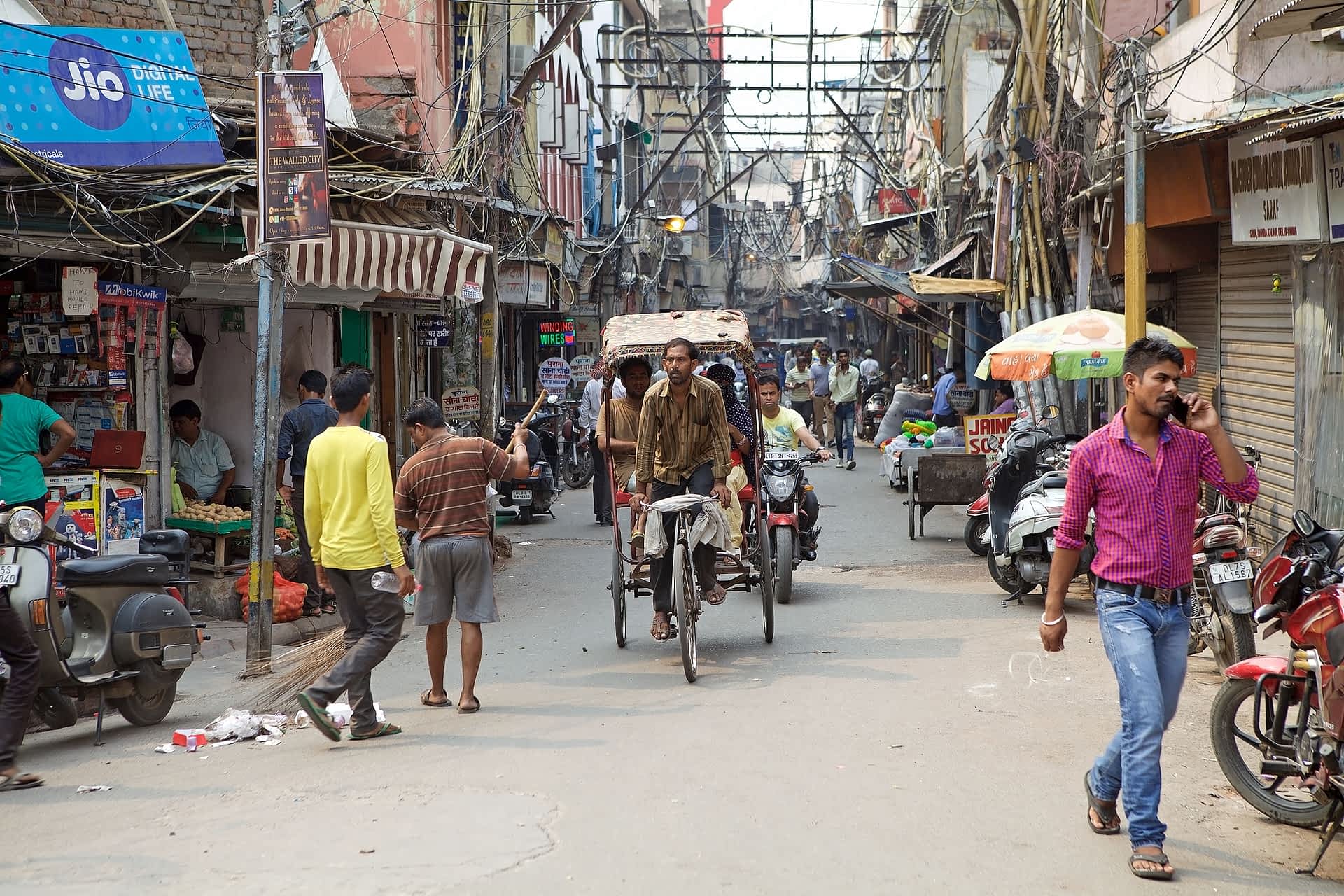 shutterstock2462084617.jpg Busy street in Old Delhi. Old Delhi is the synbolic heart of metropolitan Delhi,
