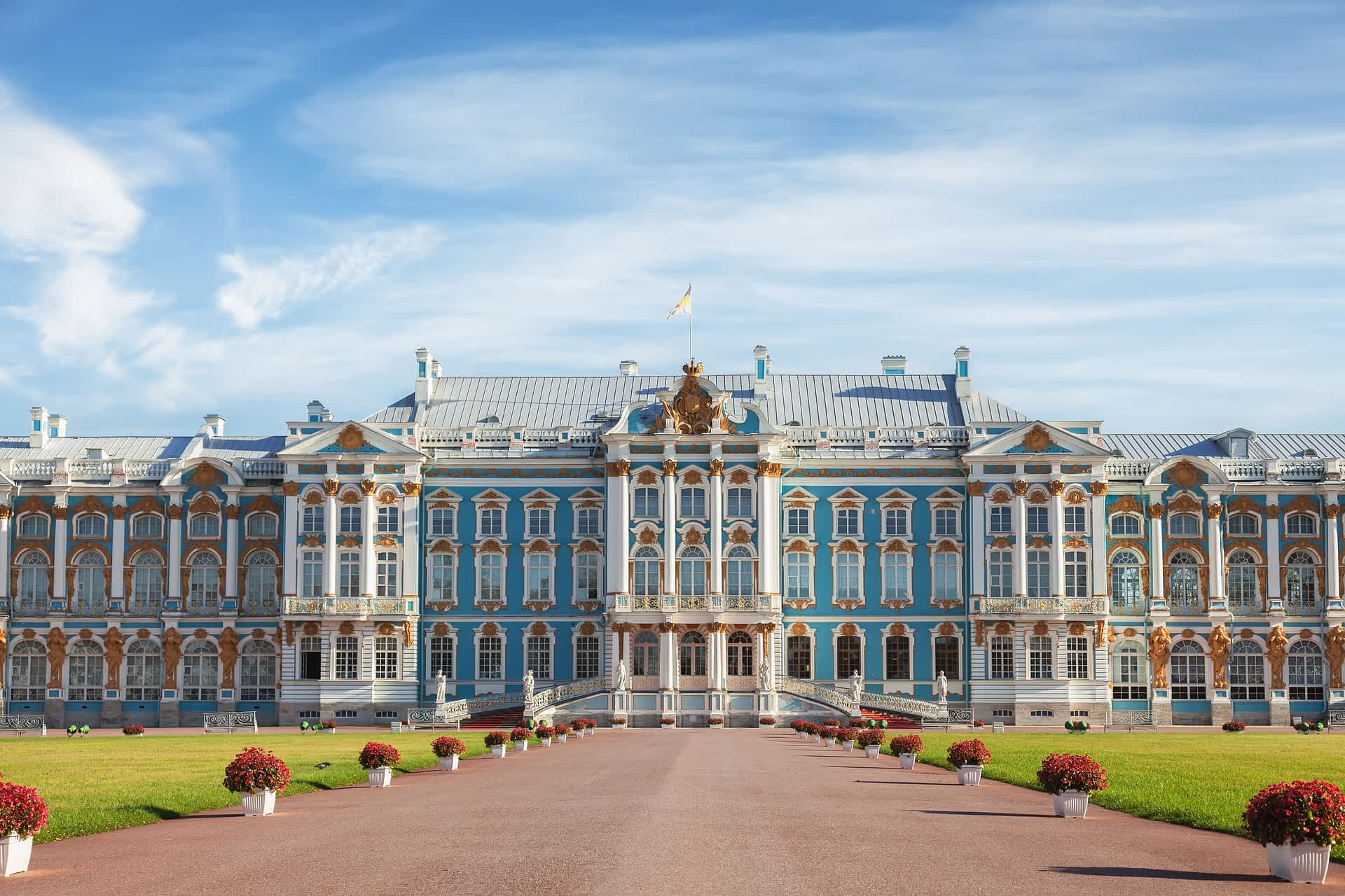 shutterstockRF_324945494.jpg SAINT PETERSBURG, RUSSIA - OCTOBER 04, 2015: Catherine Palace in Tsarskoye Selo (Pushkin), 1752-1756. It was the summer residence of the Russian tsars, now it is a famous museum.