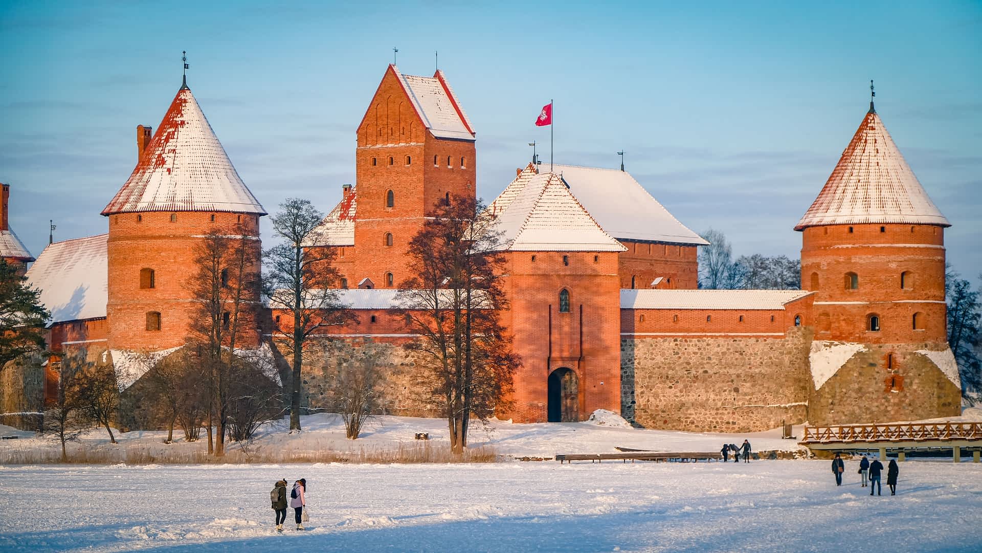 Trakai Castle in winter, Trakai, Lithuania Trakai Castle Fort covered in snow during winter, Trakai, Lithuania