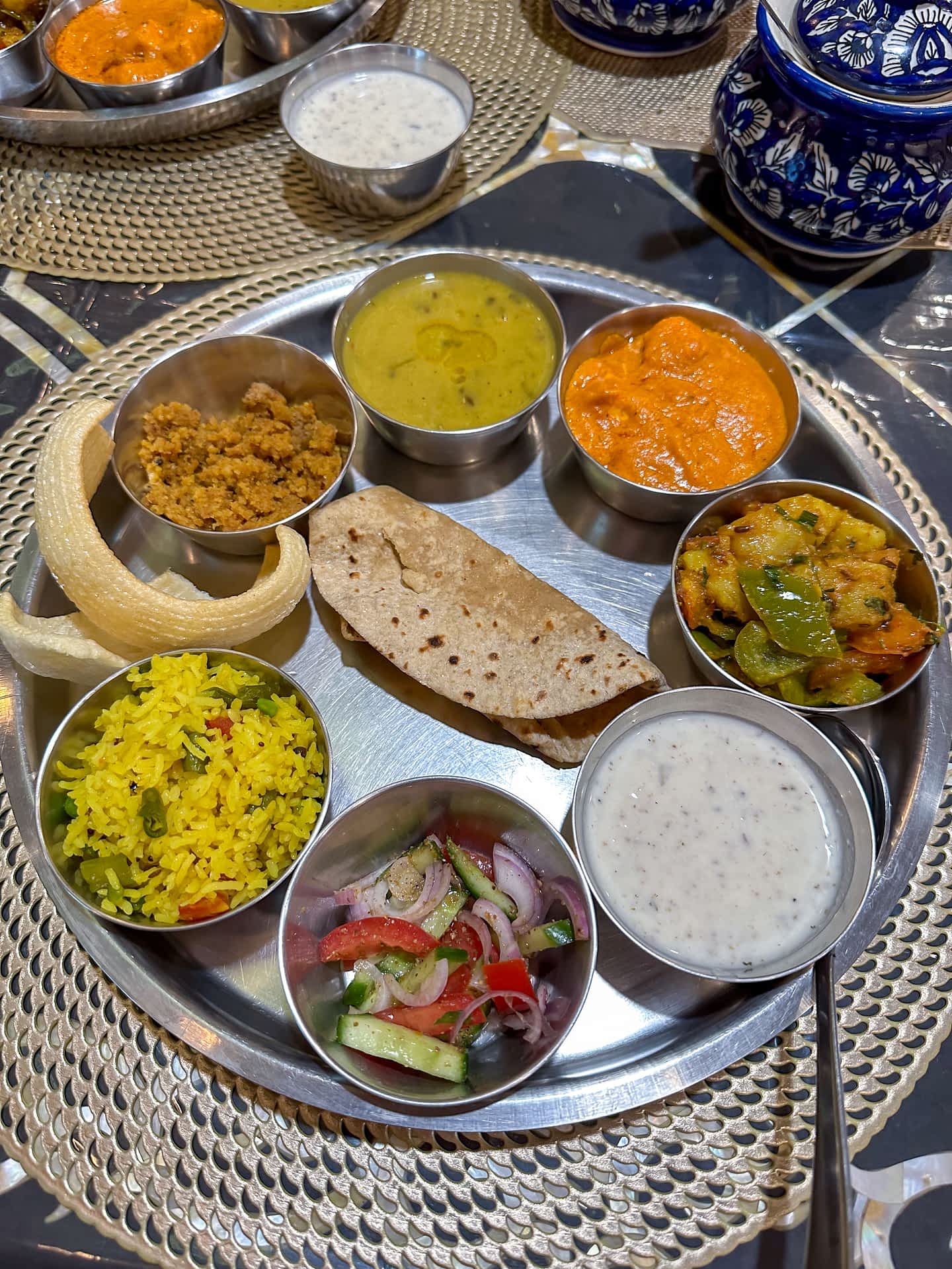 shutterstock2447183809.jpg Indian thali meal. Indian food from Jaipur - Rajasthani Thali